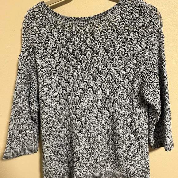 NWT Chico's Blue Knit Openwork Pull Over Sweater-Chico’s Size 2 - Picture 6 of 8